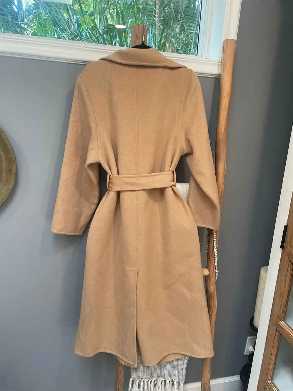 Mango Camel Wrap Belted Long Coat